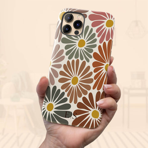 Custom Initials Abstract Flowers iPhone Case - V3